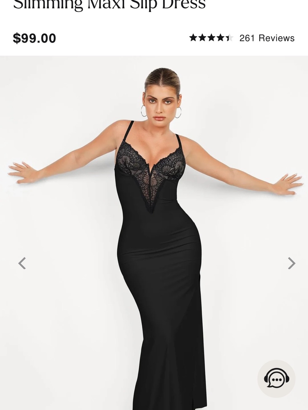 Popilush Lace V Neck Shapewear Maxi Dress Black
